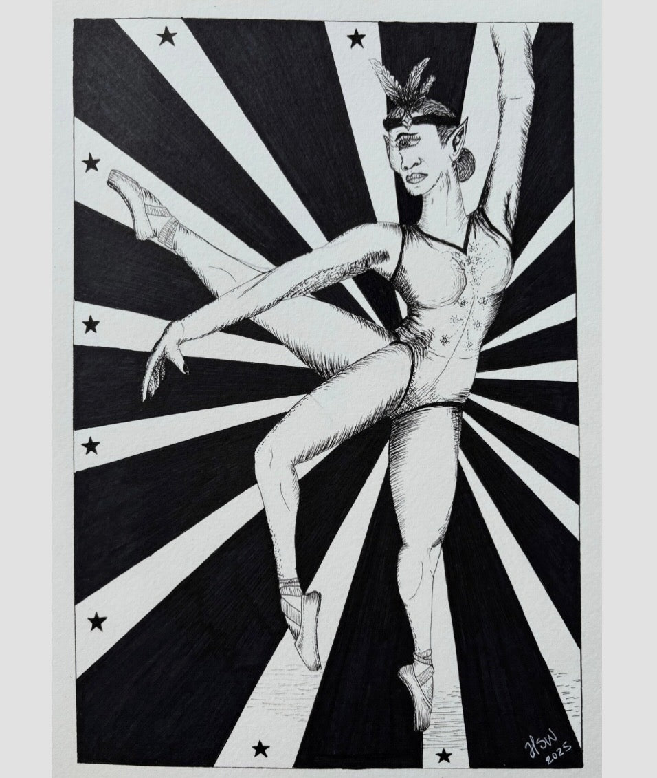 "Circus Freak" Original ink drawing on fine art paper.